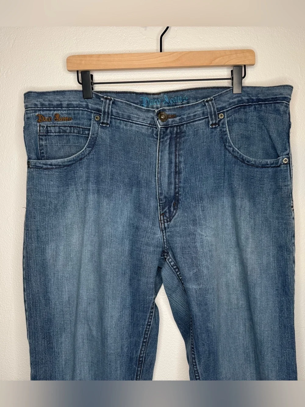 Paco Jeans Men's Blue Cotton Medium Wash Straight-Leg Jeans Y2K Size 38x32